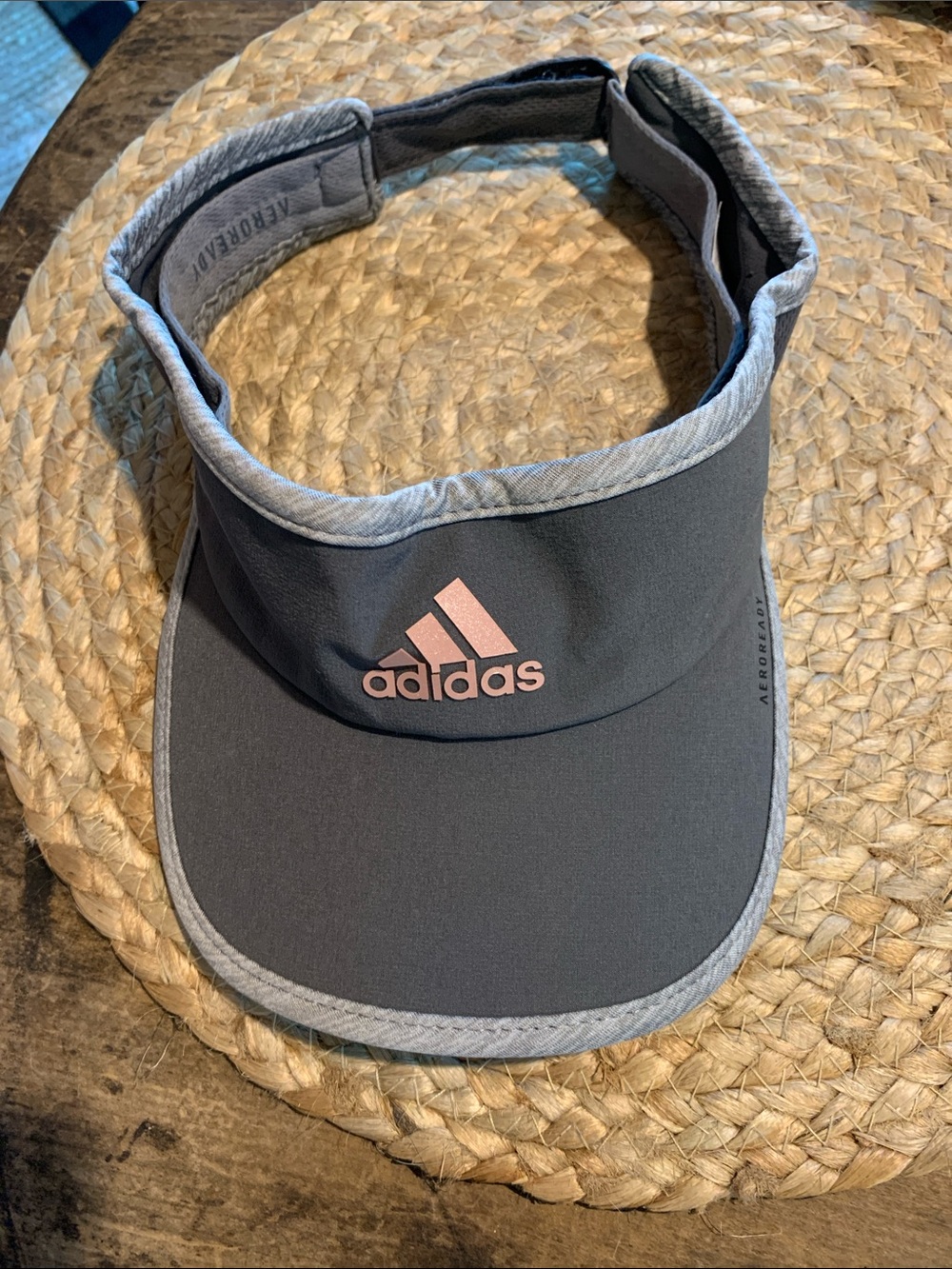 adidas Aeroready Charcoal Visor with Pink Sparkly Logo